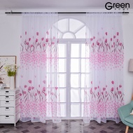 [GH]1 Sheet Window Gauze Rod Pocket Design Pastoral Translucent Beautiful Printing Sheer Curtain Home Decoration