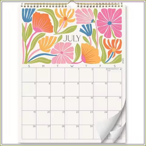 Desert Garden Wall Calendar July 2026-December 2027, 18-Month Tear-Off Monthly Planner, 13.5x10.5 In