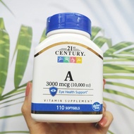 วิตามินเอ Vitamin A  30000 mcg (10000 IU) 110 Softgels (21st Century®)