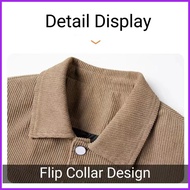 ▬  ๑ Corduroy Jacket For Men Plain Cargo Jacket Plus Size Retro Carhartt Jacket Lapel windbreaker