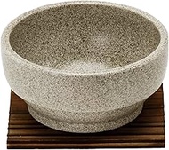 Kanese G-704 Stone Pot, White Stone Pot, Main Body/Φ6.4 x H3.0 inches (16.2 x 7.7 cm), Grilled Cedar