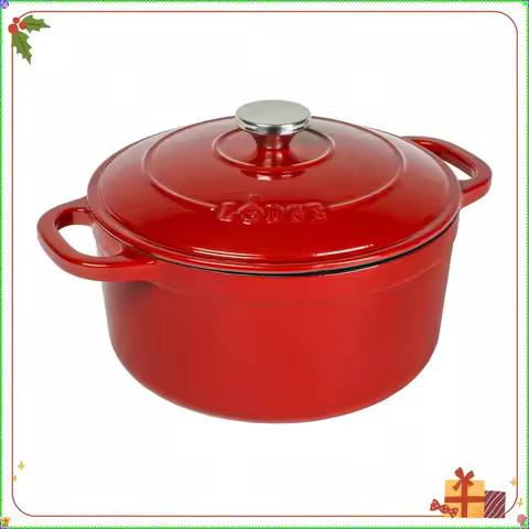 Lodge Cast Iron Dutch Oven - Stainless Steel Handles, Broil/Bake/Simmer, Heritage Design for Home Ch