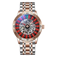 Mens Gambling Automatic Mechanical Skeleton Hollow Waterproof Luminous Watch Stainless Steel Band Se