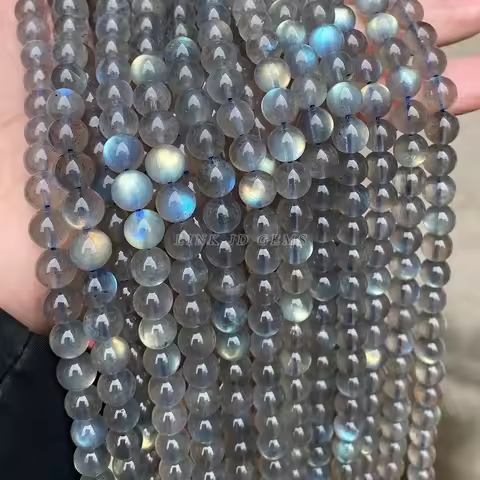Top Quality Natural Gray Labradorite Stone Beads Round Loose Spacer Gemstone Beads for Jewelry Makin