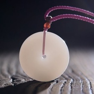 秒殺價  天然新疆和田玉藕粉色平安扣面包圈吊墜