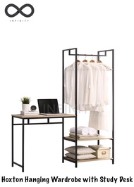 Infinity Hoxton Hanging Wardrobe with Study Desk / Study Desk With 4 Tier Book Shelf / Bedroom Furni