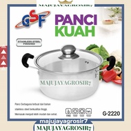 20CM GSF G-2220 STOVE POT 20 CM STOVE POT/ 20CM UK POT/ GLASS LID STAINLESS STEEL GSF SOUP POT/ GSF 