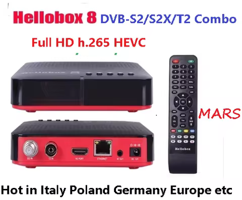 New Hellobox 8 receiver satellite DVB-T2 DVB S2 Combo TV Box Tuner Support TV Play On Phone Satellit