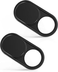 imluckies Metal Webcam Cover Slide, 0.023in Camera Cover for Laptop Computer, MacBook Pro/Air iMac iPad Tablet iPhone 8/7 Plus, Echo Show/Spot Web Camera Blocker Protect Your Privacy [2 Pack Black]