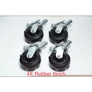 Scafolding Caster Wheel Rubber 4Pcs 6 inch 6" Heavy Duty Trolley Speeder Wheel | 2.046.0018 | KE65-H