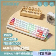 WEIKAV維咖 A68 65%熱插拔機械鍵盤有線66鍵混合背光機械鍵盤小配列機械鍵盤適用於PC