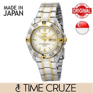 [Time Cruze] Seiko 5 Sports SNZB24J1 Japan Made Automatic Two Tone Stainless Steel White Dial Men Watch SNZB24J
