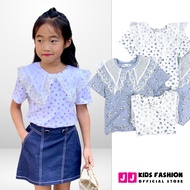 JJ Kids summer lace collar t-shirt made of cotton for children 2,3,4,5,6,7,8,9,10,11,12 years old [J