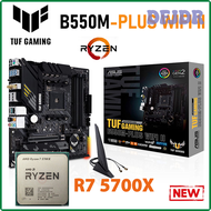 DFJDR ASUS AMD Ryzen 7 5700X โปรเซสเซอร์ซีพียูผสมกับ AM4 TUF B550M เกม PLUS เมนบอร์ด WIFI II MicroAT