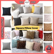 🇲🇾 Sofa Cushion Cover Sarung Bantal Kusyen Sofa Square Throw Pillow Case Cotton Linen Furry Gold Sta