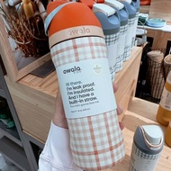 Owala Cup ขวดน้ำแบบสปอร์ตขนาด32ออนซ์ถ้วยสแตนเลสสตีลเก็บความเย็นขวดพร้อมหลอดน้ำแบบลายตาข่ายสีแดง Owal