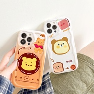 Cute bear cartoon iphone phone Case with embossed wave edge shockproof for iphone 11 15 14 13 12 xs 