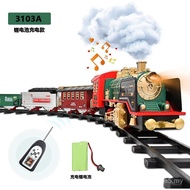 Remote Control Smoking Electric Track Train with Sound Light Steam Electric Train Set Christmas Gift