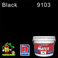 9103 BLACK / HITAM  / ( 7 LITER ) NIPPON PAINT ( SUPER MATEX 7L ) EMULSION PAINT / CAT DALAM RUMAH / INTERIOR WALL