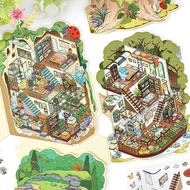 3D House Stickers, DIY Scene Stickers, Collage Materials, Paper Materials, Mini Model Stickers