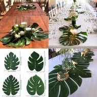 24pcs Artificial Tropical Palm Leaves, Hawaiian Tropical Leaf Placemats, Multiple Sizes Available, C