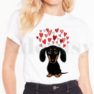 Dachshund t shirt Cute Cartoon Dachshund Funny Animal Pattern Print Large Size Short Sleeve T shirt 
