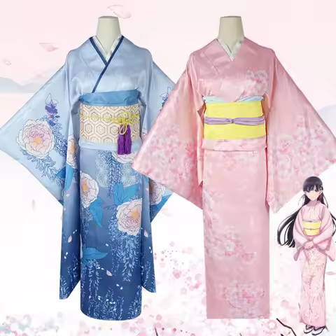 My Happy Marriage Cosplay Costume Miyo Saimori Kimono Women Pink Sakura Floral Yukata Traditional Ja