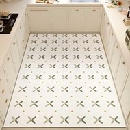 Simple Small Fresh Kitchen Mat Waterproof Leather Kitchen Mat Geometric Kitchen Mat Dirt-Resistant E