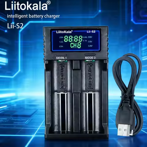 Liitokala S2 2 Slot Battery Charger 18650 26650 21700 AA AAA Lithium Battery Nickel Hydrogen