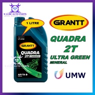 GRANTT QUADRA RACING 2T ULTRA GREEN API TA (1.0L) PREMIUM MINERAL OIL / MOTORCYCLE ENGINE OIL / UMW ENGINE OIL