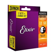 Elixir 012 Phospor Bronze Elixir Acoustic Guitar Strings 3 pack buy 2+1 Ori 16545