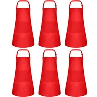 BOUBONI 6 Pack Kids Apron bulk with 2 Pockets Adjustable Chef Art Apron Kids Painting Aprons for Coo