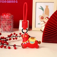 YONGWANG66HR Horse Keychain, Cartoon Leather Zodiac Pony Bag Pendant, Kawaii Good Meaning Year of Ho