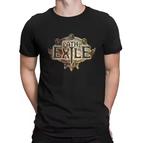 Men's T-Shirt Logo Novelty 100% Cotton Tee Shirt Short Sleeve Path Of Exile T Shirt Crew Neck Clothi
