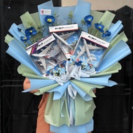 Children's Gift Airplane Toy Bouquet Can Request Maskapai Emirates Singapore Airlines Diecast Bouque