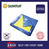 SUNTUF Waterproof Ready Made Tarpaulin Sheet Canvas Blue Yellow 20ft X 20ft