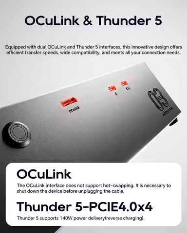 AOOSTAR AG03 EGPU Dock USB4V2.0 Thunder 5 Dual Interface 80Gbps Supports Reverse 140W Power Built-In