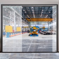 ม่านประตูเครื่องปรับอากาศแบบเปิดคู่ประตูโรงงานม่านกั้นห้องเชิงพาณิชย์แบบพับได้เลื่อน PVC พลาสติกแบบใ