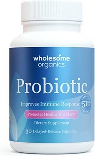 ▶$1 Shop Coupon◀  Wholesome Organics Probiotic plement - 51 Billions CFU Probiotics for Women, Men a