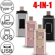 Usb Flash Drive For iPhone 6/6s/6Plus/7/7Plus/8/X Usb/Otg/Type-C 4 in 1 Pen Drive For iOS External Storage Devices usb 3.0