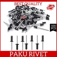 Isi 100 Pcs Paku Tembak Blind Rivet Ripet 4mm Warna Hitam Silver Case