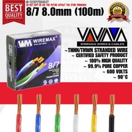 WIREMAX THHN / THWN STRANDED WIRE PURE COPPER 99.9% 8/7 8.0mm  (100 METERS)