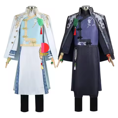 Identity V Mr. Xie and Mr. Fan Cosplay Costume with Wigs Qilin Merchant Wu Chang Uniform Watch Ring 