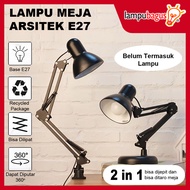 Lampu Baca Arsitek  Meja Belajar Fitting E27 Body Hitam / Kap Lampu Meja 2 in 1