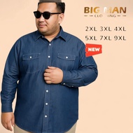 KEMEJA Men's jumbo Jeans shirt oversize xxxl long sleeve denim shirt 9xl 7xl