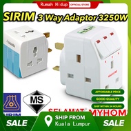 【Hot Sale】 SELAMAT MYHOM 13A 3 Way Adaptor Extension Socket With Neon Switch SIRIM Adaptor SA-32 131UK 3插高瓦数 Extend NEW ITEM