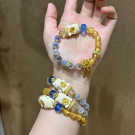 MERAH Pink Porcelain Bracelet Fox Tail Nine Half Sugar Tara Lucky Crystal Bead Bracelet