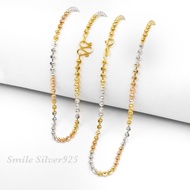 สร้อยคอเงินแท้ 92.5% Italy ชุบ 3 กษัตริย์ ลาย Ball moon ขนาด 3mm.