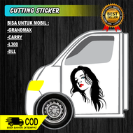 STICKER CUTTING PINTU MOBIL GAMBAR WANITA SEXY BIBIR MERAH