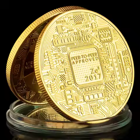 Bitcoin Plated Gold Commemorative Coin Collectible Gift Souvenir Bitcoin Collection Art